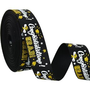 TONIFUL Graduation Ribbon, 7/8 Inch 10 Yards Black Grosgrain Ribbon Congrats Grad Ribbon Class of 2024 Ribbons for Graduation Lie Congrats Grad Gift Wrapping Flowers Bouqutes Wrapping