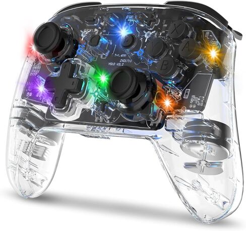 وحدة تحكم IINE Wireless Switch Pro، وحدة تحكم Pro متوافقة مع Switch/OLED/LITE، جهاز تحكم عن بعد للوحة الألعاب مع ضوء RGB/قابل للبرمجة/الاهتزاز/محور الدوران/تربو قابل للتعديل/الاستيقاظ in Kuwait