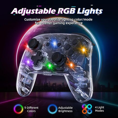 وحدة تحكم IINE Wireless Switch Pro، وحدة تحكم Pro متوافقة مع Switch/OLED/LITE، جهاز تحكم عن بعد للوحة الألعاب مع ضوء RGB/قابل للبرمجة/الاهتزاز/محور الدوران/تربو قابل للتعديل/الاستيقاظ in Kuwait