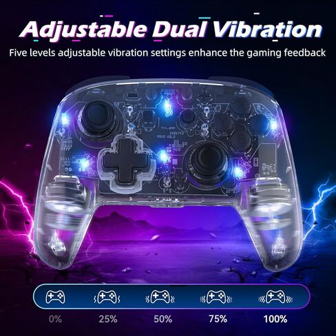 وحدة تحكم IINE Wireless Switch Pro، وحدة تحكم Pro متوافقة مع Switch/OLED/LITE، جهاز تحكم عن بعد للوحة الألعاب مع ضوء RGB/قابل للبرمجة/الاهتزاز/محور الدوران/تربو قابل للتعديل/الاستيقاظ in Kuwait