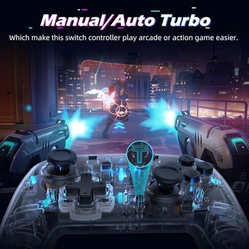 وحدة تحكم IINE Wireless Switch Pro، وحدة تحكم Pro متوافقة مع Switch/OLED/LITE، جهاز تحكم عن بعد للوحة الألعاب مع ضوء RGB/قابل للبرمجة/الاهتزاز/محور الدوران/تربو قابل للتعديل/الاستيقاظ in Kuwait