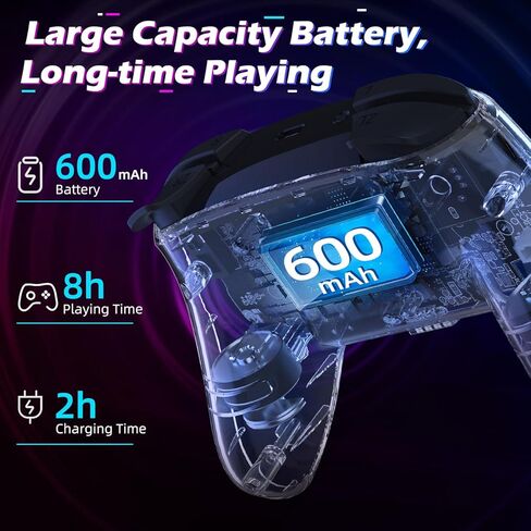 وحدة تحكم IINE Wireless Switch Pro، وحدة تحكم Pro متوافقة مع Switch/OLED/LITE، جهاز تحكم عن بعد للوحة الألعاب مع ضوء RGB/قابل للبرمجة/الاهتزاز/محور الدوران/تربو قابل للتعديل/الاستيقاظ in Kuwait