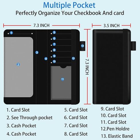 bvya Checkbook Cover for Men & Women with RFID Blocking, Premium Printed Leather Checkbook Holder Slim Wallets with Pen Holder & Built-in Clear Plastic Divider for Duplicate Checks in Saudi Arabia