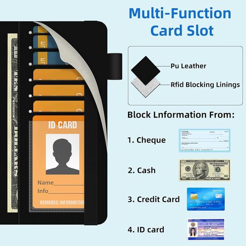 bvya Checkbook Cover for Men & Women with RFID Blocking, Premium Printed Leather Checkbook Holder Slim Wallets with Pen Holder & Built-in Clear Plastic Divider for Duplicate Checks in Saudi Arabia