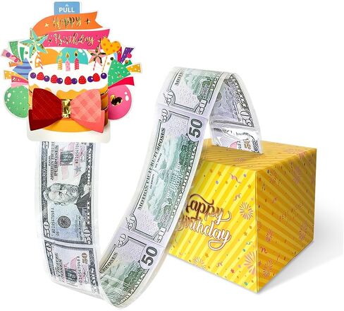 صندوق نقود عيد ميلاد سعيد من yaoligift لسحب الهدايا النقدية، صندوق هدايا مفاجأة للمال، صندوق هدايا انفجاري للأطفال البالغين، حامل أموال DIY للنقود مع بطاقة سحب وحقائب شفافة (لامع) in Saudi Arabia