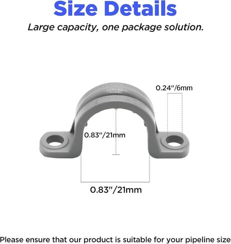 Howeall 15 Pcs 1/2 Inch PVC Pipe Straps, Grey Conduit Clamp Pipe Clamps 2 Holes Plastic Conduit Strap for PVC Pipes Conduit Cables Hose in Saudi Arabia