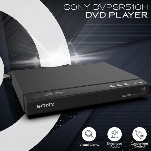 مشغل DVD من سوني للتلفزيون مع جهاز تحكم عن بعد، يقوم بتشغيل أقراص DVD والأقراص المضغوطة. الترقية إلى جودة قريبة من HD. حزمة Zdirect مع قطعة قماش من الألياف الدقيقة وكابل HDMI in Kuwait