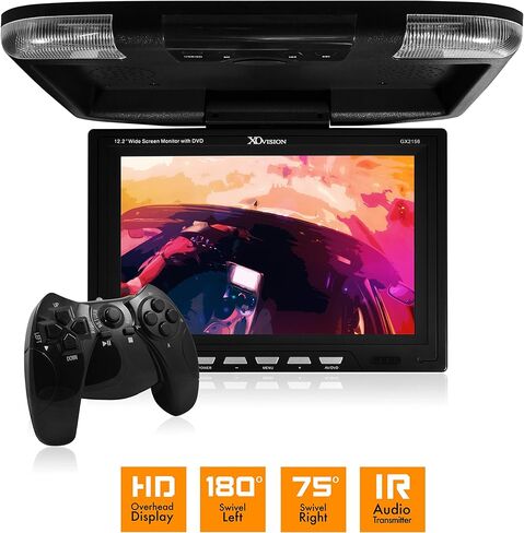 شاشة XO Vision GX2156B عريضة مقاس 12.2 بوصة مع مشغل DVD مدمج ومدخل HDMI (أسود) in Kuwait