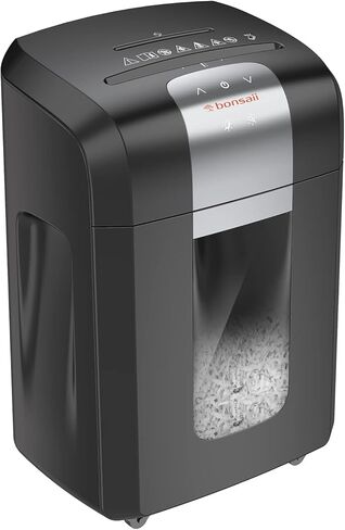 آلة تقطيع الورق Bonsaii P-4، وقت تشغيل 120 دقيقة، آلة تمزيق بطاقات الائتمان المضغوطة شديدة التحمل 14 ورقة للمكتب مع سلة قابلة للسحب سعة 6 جالون و4 عجلات، آلة تقطيع المستندات للاستخدام المنزلي، 3S23 in Kuwait