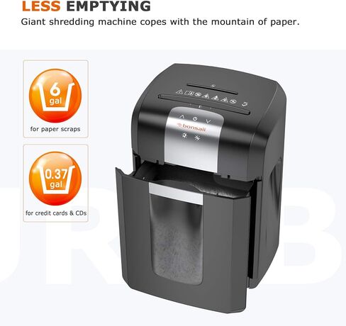 آلة تقطيع الورق Bonsaii P-4، وقت تشغيل 120 دقيقة، آلة تمزيق بطاقات الائتمان المضغوطة شديدة التحمل 14 ورقة للمكتب مع سلة قابلة للسحب سعة 6 جالون و4 عجلات، آلة تقطيع المستندات للاستخدام المنزلي، 3S23 in Kuwait