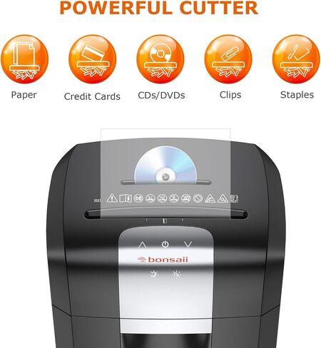 آلة تقطيع الورق Bonsaii P-4، وقت تشغيل 120 دقيقة، آلة تمزيق بطاقات الائتمان المضغوطة شديدة التحمل 14 ورقة للمكتب مع سلة قابلة للسحب سعة 6 جالون و4 عجلات، آلة تقطيع المستندات للاستخدام المنزلي، 3S23 in Kuwait