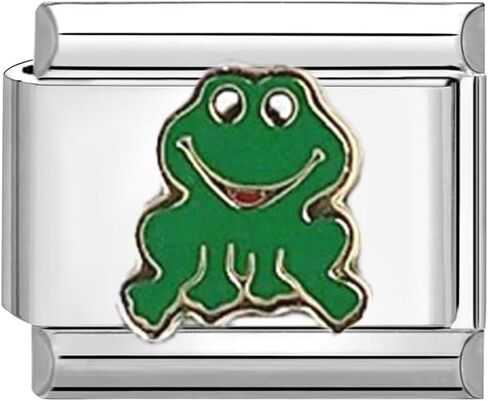 UNY JEWEL Cheery Frog حلية إيطالية 9 مم وصلة من الفولاذ المقاوم للصدأ - مينا تصميم برمائي سعيد وحدات وصلة سوار ساحرة in Saudi Arabia