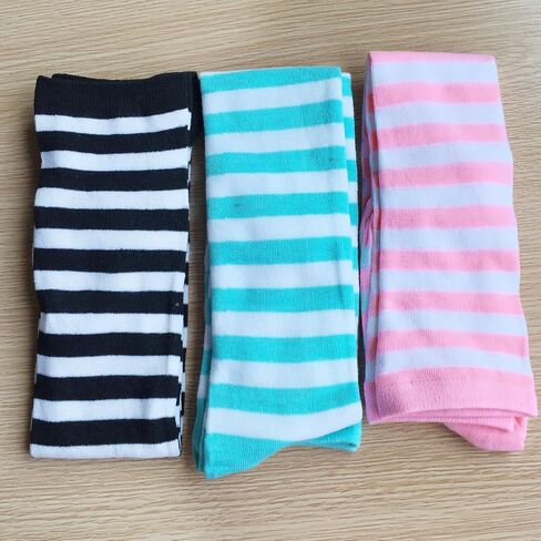 Chalier 3 Pairs Womens Long Striped Socks Over Knee Thigh High Socks Stocking 3 Pairs( Slim Stripes) One Size Fits Most in Saudi Arabia