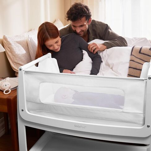 SnuzPod 5 Bedside Bassinet for Baby - Newborn bed with Zip Down Breathable Windows, Bedside Sleeper with Lift-Off Bassinet, Portable & Rocking Stand, 3-in-1 Baby Cradle with Wheels & Mattress, Natural in Saudi Arabia