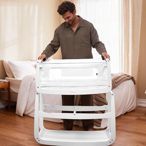 SnuzPod 5 Bedside Bassinet for Baby - Newborn bed with Zip Down Breathable Windows, Bedside Sleeper with Lift-Off Bassinet, Portable & Rocking Stand, 3-in-1 Baby Cradle with Wheels & Mattress, Natural in Saudi Arabia