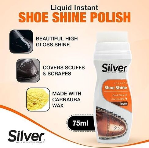 Generic Silver Instant Shine Color Liquid Shoe Polish - Scuff Color & Express Shoe Shine - 75mL (Black) in Saudi Arabia