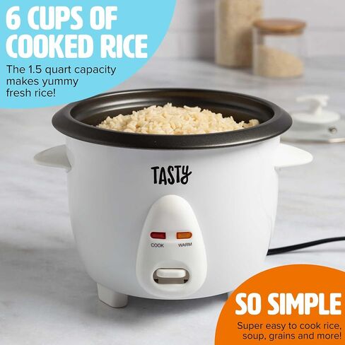 Tasty Mini Rice Cooker with Removable Nonstick Bowl and Auto Keep Warm Function, Great For Soups, Stews, Grains and Oats, 6 Cups Cooked (3 Cups Uncooked), 1.5-Quart, Aqua in Saudi Arabia