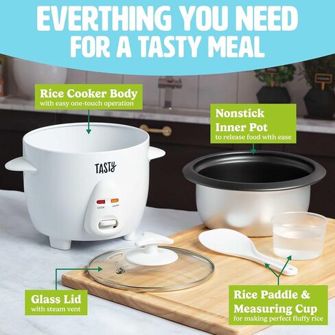 Tasty Mini Rice Cooker with Removable Nonstick Bowl and Auto Keep Warm Function, Great For Soups, Stews, Grains and Oats, 6 Cups Cooked (3 Cups Uncooked), 1.5-Quart, Aqua in Saudi Arabia