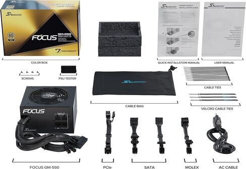 التركيز الموسمي GM-550 | 550 واط | 80+ ذهب | شبه وحدات | عامل الشكل ATX | ضوضاء منخفضة | مكثف ياباني ممتاز | ضمان 7 سنوات | متوافق مع Nvidia RTX 30/40 Super وAMD GPU (المرجع SSR-550FM) in Kuwait