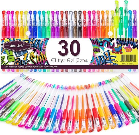 Aen Art Glitter Gel Pens for Adult Coloring Books, 36 Colors Gel Marker Set Colored Pen with 40% More Ink for Kids Drawing, Doodling, Crafts and Taking Note in Saudi Arabia