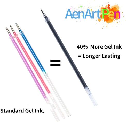 Aen Art Glitter Gel Pens for Adult Coloring Books, 36 Colors Gel Marker Set Colored Pen with 40% More Ink for Kids Drawing, Doodling, Crafts and Taking Note in Saudi Arabia