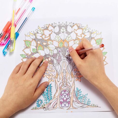 Aen Art Glitter Gel Pens for Adult Coloring Books, 36 Colors Gel Marker Set Colored Pen with 40% More Ink for Kids Drawing, Doodling, Crafts and Taking Note in Saudi Arabia