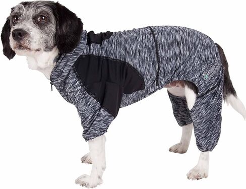تي شيرت بغطاء للرأس للكلاب من Pet Life ® Active Downward مع تي شيرت مرن لكامل الجسم - بدلة رياضية خفيفة الوزن للياقة البدنية للكلاب وملابس يوجا للكلاب تتميز بتمدد في 4 اتجاهات، وتكنولوجيا عاكسة وسريعة الجفاف in Kuwait