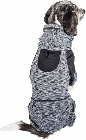 تي شيرت بغطاء للرأس للكلاب من Pet Life ® Active Downward مع تي شيرت مرن لكامل الجسم - بدلة رياضية خفيفة الوزن للياقة البدنية للكلاب وملابس يوجا للكلاب تتميز بتمدد في 4 اتجاهات، وتكنولوجيا عاكسة وسريعة الجفاف in Kuwait