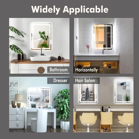 مرآة حمام GAOMON LED مقاس 24 × 32 بوصة مثبتة على الحائط، مرايا حائط قابلة للتعتيم مع مقاومة للضباب، إضاءة خلفية + إضاءة أمامية، وظيفة الذاكرة، مقاومة للماء، زجاج مقسى in Saudi Arabia