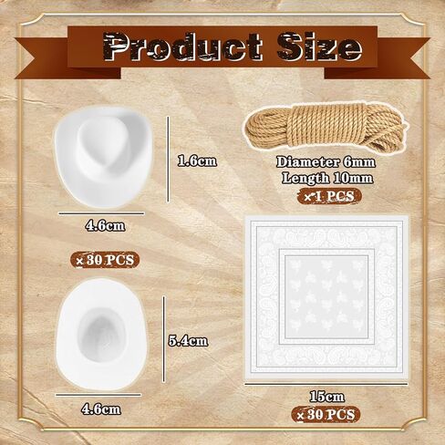 Imtos Mini Cowboy Hats for Crafts Plastic Tiny Western Cowgirl Hat with Bandannas for Western Cowboy Party Decoration-61pcs (Brown) in Kuwait