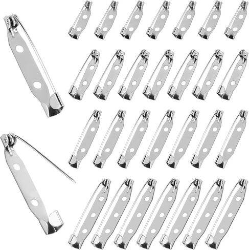 120 Pcs Bar Pins, 4 Sizes Silver Brooch Pins Metal Locking Pin Backs Safety Brooch Clasp Pin Backs for Name Tags Jewelry Making and DIY Crafts Badges(20mm/25mm/32mm/38mm) in Saudi Arabia