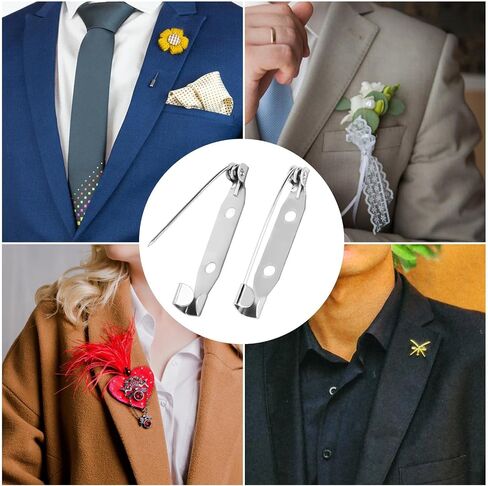 120 Pcs Bar Pins, 4 Sizes Silver Brooch Pins Metal Locking Pin Backs Safety Brooch Clasp Pin Backs for Name Tags Jewelry Making and DIY Crafts Badges(20mm/25mm/32mm/38mm) in Saudi Arabia