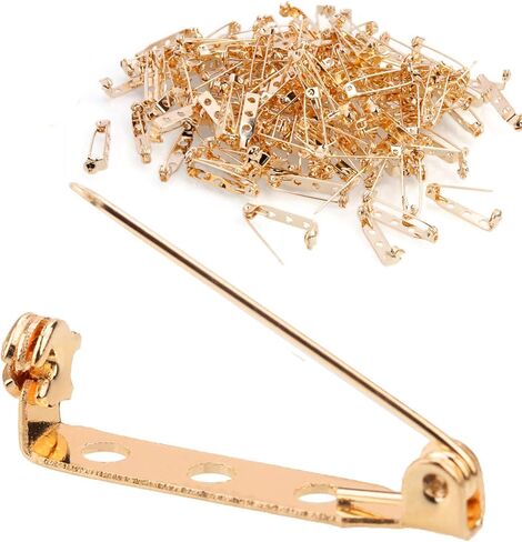 100 Pcs Gold Tone Brooch Pin Backs Clasp 1 Inch Bar Pins Findings 3 Holes Safety Pins for Badge Insignia, Citation Bars, Making Corsage, Name Tags, Toy Pins and Jewelry Making by STARVAST in Saudi Arabia