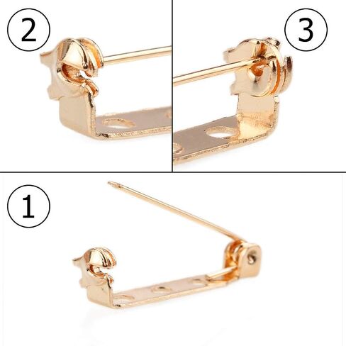 100 Pcs Gold Tone Brooch Pin Backs Clasp 1 Inch Bar Pins Findings 3 Holes Safety Pins for Badge Insignia, Citation Bars, Making Corsage, Name Tags, Toy Pins and Jewelry Making by STARVAST in Saudi Arabia