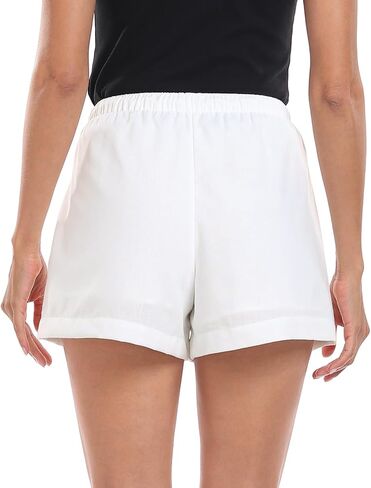 HDE Women's Linen Blend Drawstring Shorts High Waisted 4" Inseam Summer Shorts in Kuwait