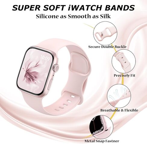 Enjoyselfhub 6 Pack Sport Silicone Band Compatible with Apple Watch Bands 40mm 38mm 41mm 42mm 44mm 45mm 49mm Women Men, Soft Strap Wristbands for iWatch Series 9 Ultra/Ultra 2 SE 8 7 6 5 4 3 2 1 Black in Saudi Arabia