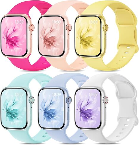 Enjoyselfhub 6 Pack Sport Silicone Band Compatible with Apple Watch Bands 40mm 38mm 41mm 42mm 44mm 45mm 49mm Women Men, Soft Strap Wristbands for iWatch Series 9 Ultra/Ultra 2 SE 8 7 6 5 4 3 2 1 Black in Saudi Arabia