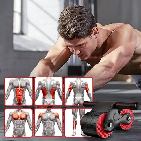 Automatic rebound abdominal wheel, Lzpoe ab roller wheel for Beginner, Abs Workout Equipment for Home Gym Office, Exercise Wheels with Knee Pad Accessories, Fitness Equipment for Men Women in Saudi Arabia