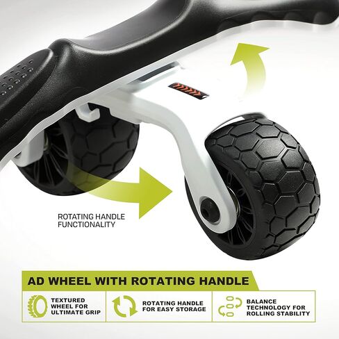 PRCTZ Ab Wheel with Rotating Handle, The Most Portable Abdominal Wheel, Non-slip Handle, Antiskid Wheels, Braking Pad and Knee Pad Included, 225 LB. Weight Capacity in Kuwait