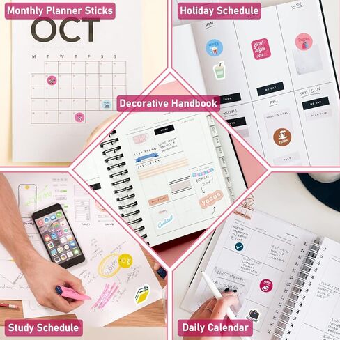 24 ورقة ملصقات مخططة للنساء من KIROYAL، ملحقات مخططة للمجلات والتقويمات، المخططات اليومية والاحتفالات الشهرية، تزيين الميزانية، 1400+ ملصقات سعيدة in Kuwait