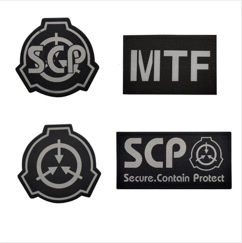 Reflective SCP MTF Patch,Special Containment Procedures Foundation Logo 3D,Embroidered Tactical Morale Military Patches Hook and Loop (2PCS B) in Saudi Arabia