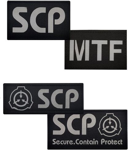 Reflective SCP MTF Patch,Special Containment Procedures Foundation Logo 3D,Embroidered Tactical Morale Military Patches Hook and Loop (2PCS B) in Saudi Arabia