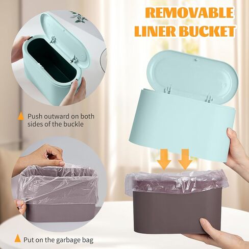 Mini Trash Can with Lid, Desktop Small Trash Can, Removable Small Garbage Can, Pop Up Countertop Wastebasket for Bathroom,Office,Kitchen,Desk,Car, Free 5 roll Bags in Saudi Arabia