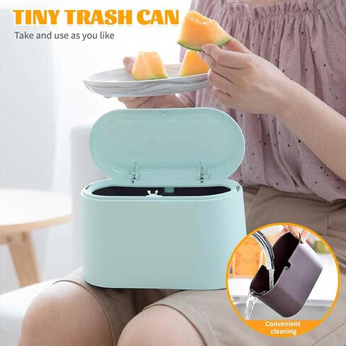 Mini Trash Can with Lid, Desktop Small Trash Can, Removable Small Garbage Can, Pop Up Countertop Wastebasket for Bathroom,Office,Kitchen,Desk,Car, Free 5 roll Bags in Saudi Arabia