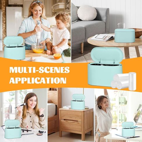 Mini Trash Can with Lid, Desktop Small Trash Can, Removable Small Garbage Can, Pop Up Countertop Wastebasket for Bathroom,Office,Kitchen,Desk,Car, Free 5 roll Bags in Saudi Arabia