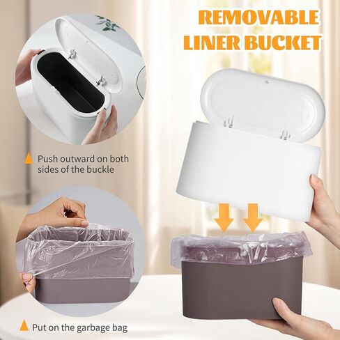 Mini Trash Can with Lid, Desktop Small Trash Can, Removable Small Garbage Can, Pop Up Countertop Wastebasket for Bathroom,Office,Kitchen,Desk,Car, Free 5 roll Bags in Saudi Arabia