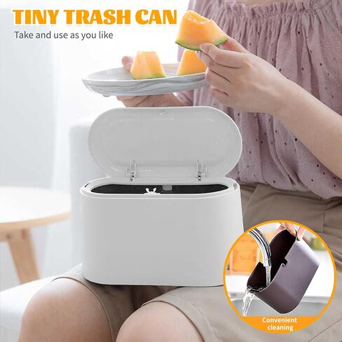 Mini Trash Can with Lid, Desktop Small Trash Can, Removable Small Garbage Can, Pop Up Countertop Wastebasket for Bathroom,Office,Kitchen,Desk,Car, Free 5 roll Bags in Saudi Arabia
