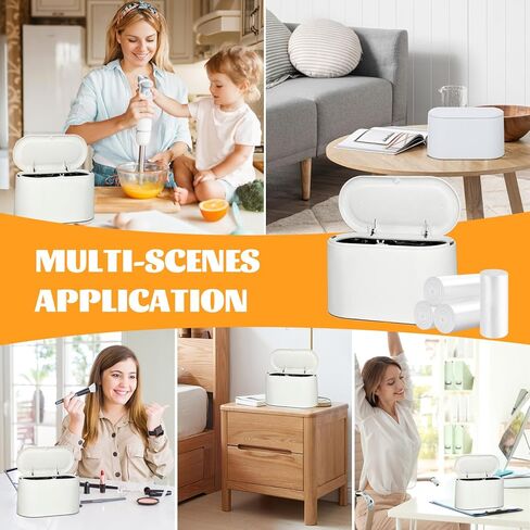 Mini Trash Can with Lid, Desktop Small Trash Can, Removable Small Garbage Can, Pop Up Countertop Wastebasket for Bathroom,Office,Kitchen,Desk,Car, Free 5 roll Bags in Saudi Arabia