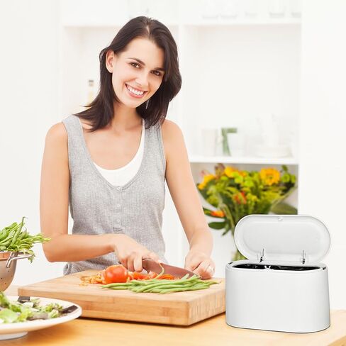 Mini Trash Can with Lid, Desktop Small Trash Can, Removable Small Garbage Can, Pop Up Countertop Wastebasket for Bathroom,Office,Kitchen,Desk,Car, Free 5 roll Bags in Saudi Arabia