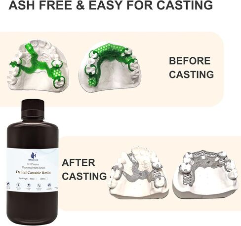 Jamghe Dental Castable الراتنج الأشعة فوق البنفسجية فوتوبوليمر الراتنج 405 نانومتر انكماش منخفض للغاية، صب سهل لإطار ترميم زراعة الأسنان وتاج 1000 جرام... in Kuwait